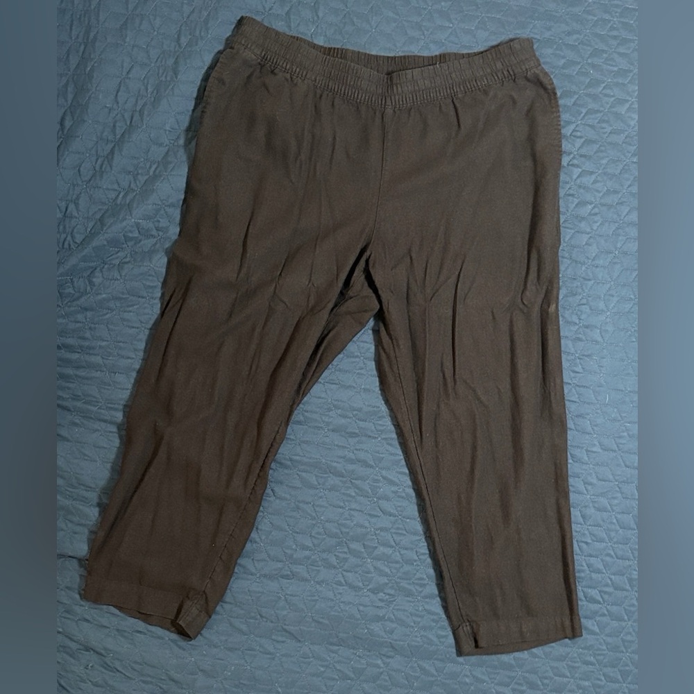 Old Navy Women’s Black Linen Straight Leg Pants with Elastic Waist